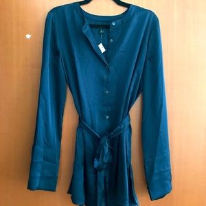 Silky tie waist blouse